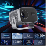 A10 Smart Projector 1080P FHD + K8 Game Stick | Android 13, 4K Support, 10,000+ Live Channels, 40,000+ Games, 450 ANSI Lumens | Home Theater & Gaming Combo
