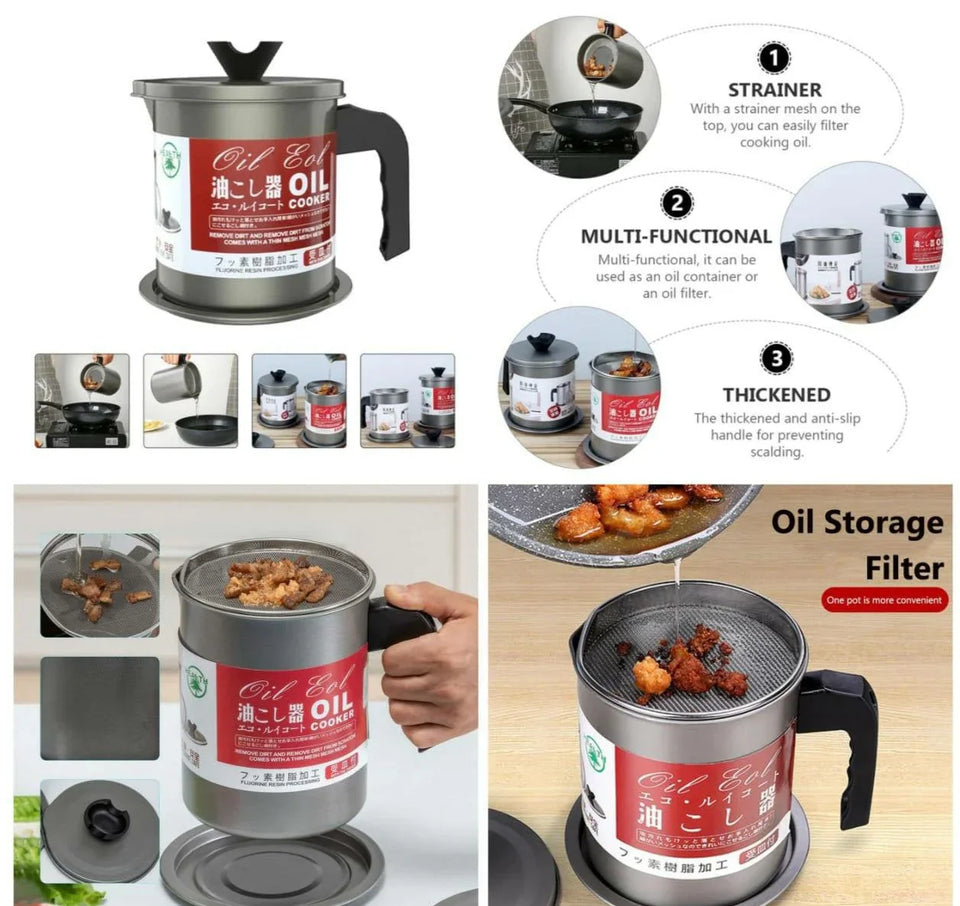 Oil Fryer Cooker with Stainless Steel Mesh Filter & Lid