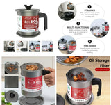 Oil Fryer Cooker with Stainless Steel Mesh Filter & Lid