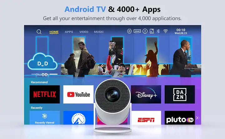 HY300 Pro Projector 4K Supported, Android 11, Dual Wifi6, 260 ANSI Lumens, Allwinner H713 BT5.0, 1080P 1280x720P, Home Cinema Outdoor Projector