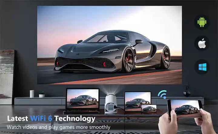 HY300 Pro Projector 4K Supported, Android 11, Dual Wifi6, 260 ANSI Lumens, Allwinner H713 BT5.0, 1080P 1280x720P, Home Cinema Outdoor Projector