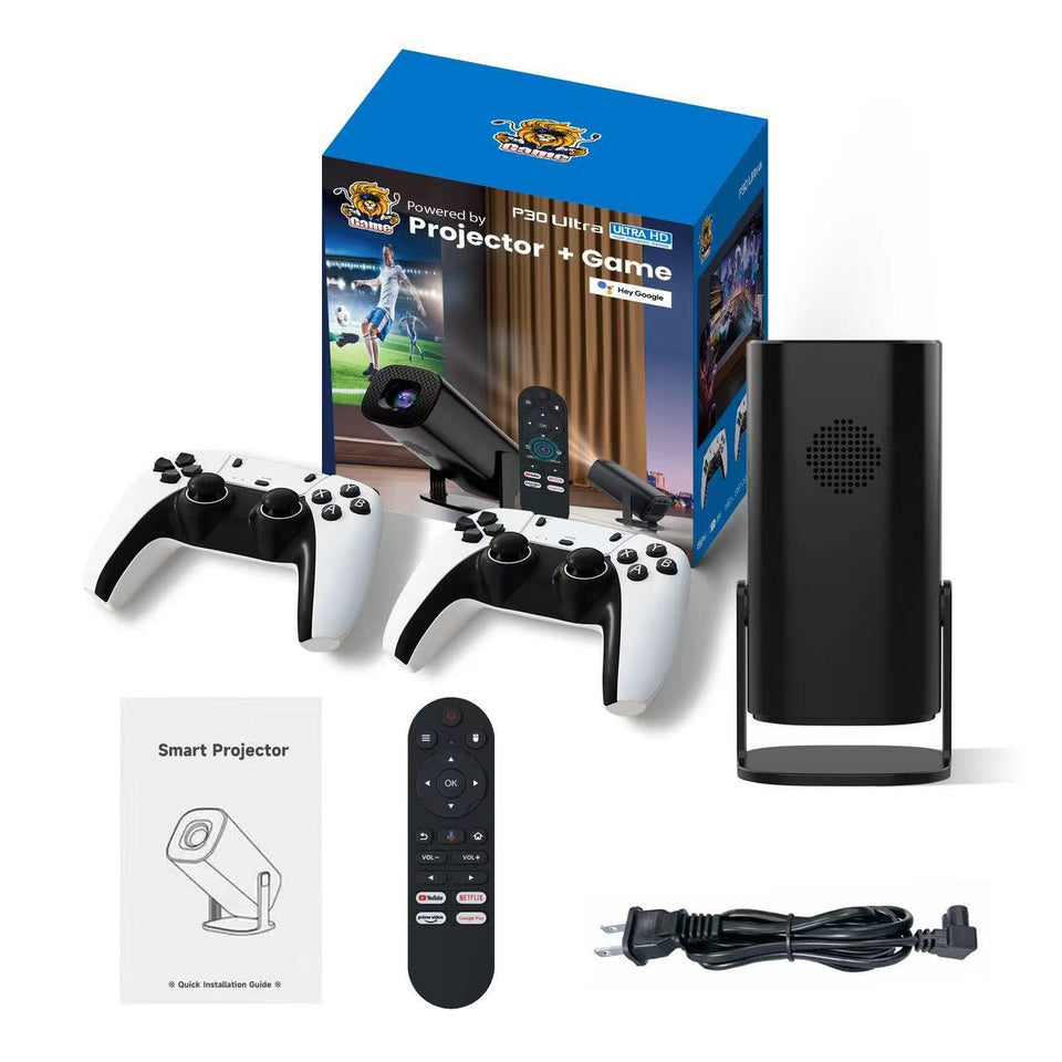 P30 Ultra Gaming Projector – 2025 New Arrival, 1080p LCD, 4K Supported, Android 11 with Dual WIFI, Bluetooth 5.0, Voice Remote, Home Theater